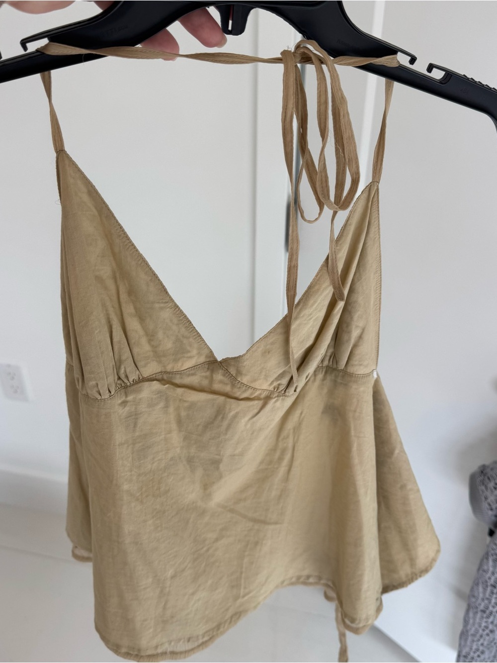 Embroidered Beige Spaghetti Strap Cami Top - Picture 2 of 4